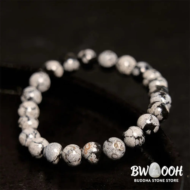 Buddha Stones Snowflake Obsidian Balance Bracelet - BWOOOH - Snowflake Obsidian(Wrist Circumference: 14-16cm) - Bracelet