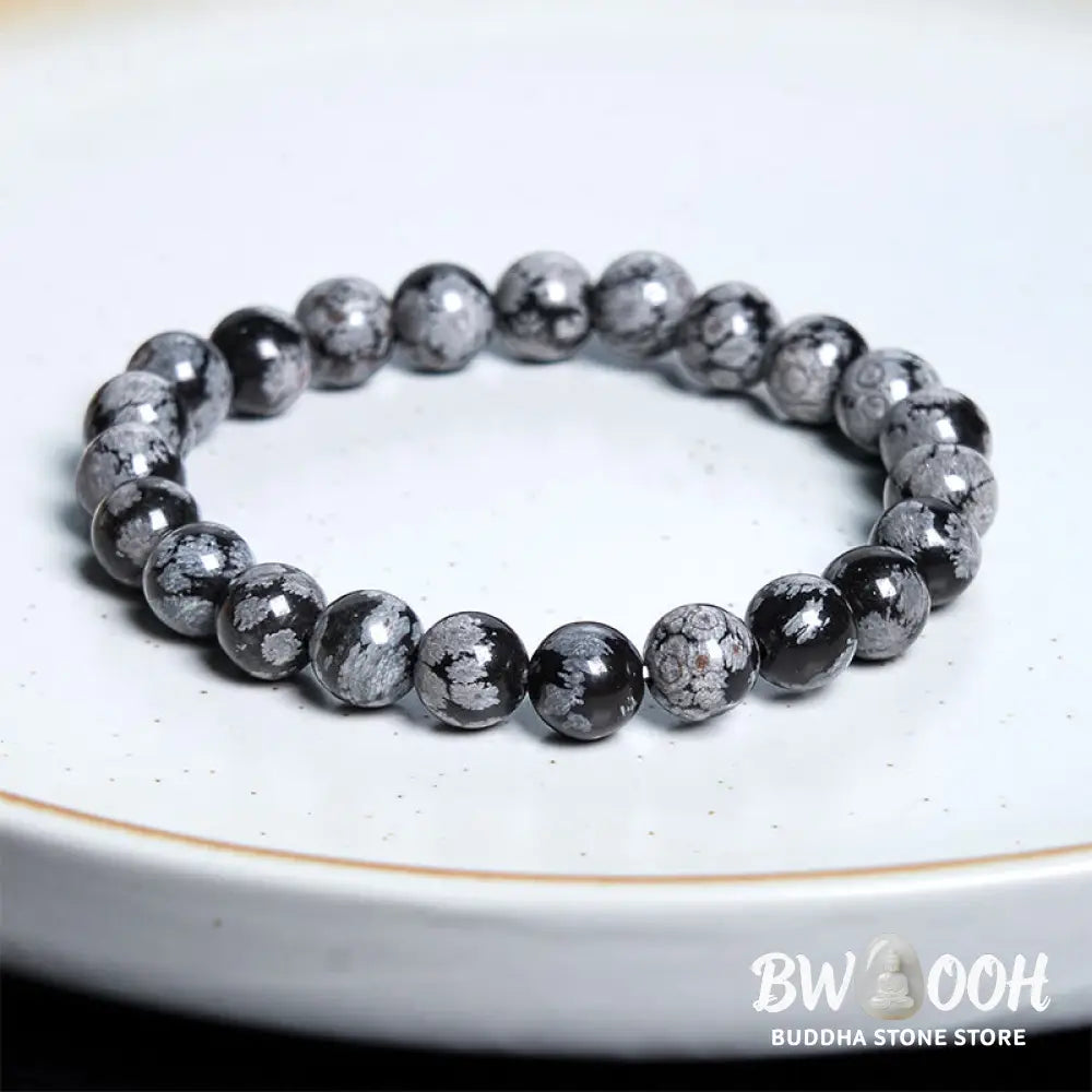 Buddha Stones Snowflake Obsidian Balance Bracelet - BWOOOH - Snowflake Obsidian(Wrist Circumference: 14-16cm) - Bracelet