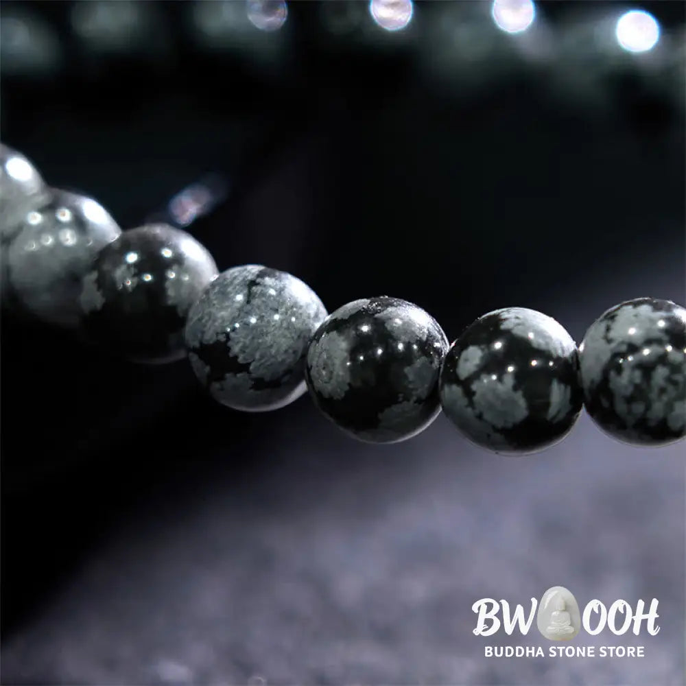 Buddha Stones Snowflake Obsidian Balance Bracelet - BWOOOH - Snowflake Obsidian(Wrist Circumference: 14-16cm) - Bracelet