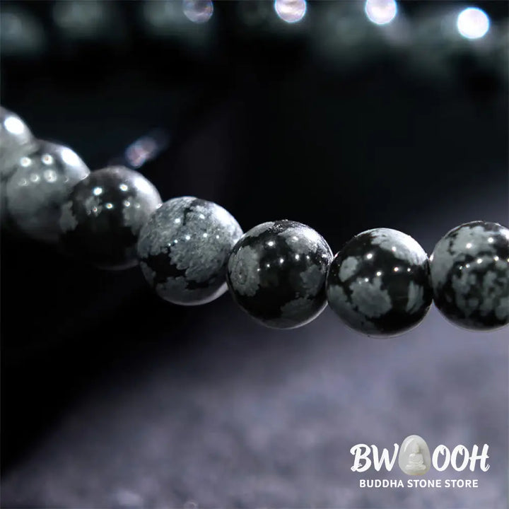 Buddha Stones Snowflake Obsidian Balance Bracelet - BWOOOH - Snowflake Obsidian(Wrist Circumference: 14-16cm) - Bracelet