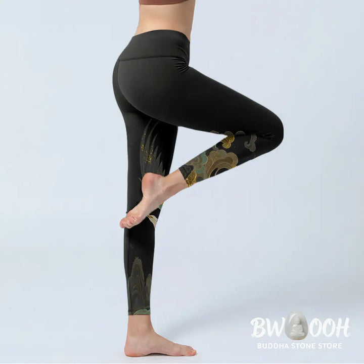 BWOOOH printed yoga leggings - Soaring Phoenix Cloud Pattern Print Gym 