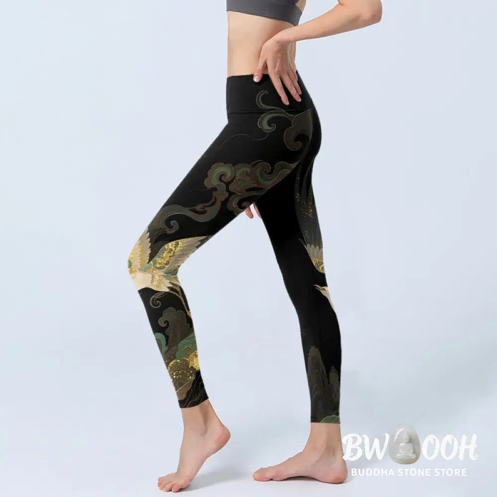 BWOOOH printed yoga leggings - Soaring Phoenix Cloud Pattern Print Gym 