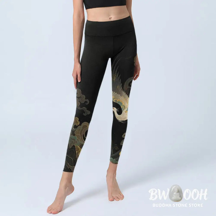 BWOOOH printed yoga leggings - Soaring Phoenix Cloud Pattern Print Gym 