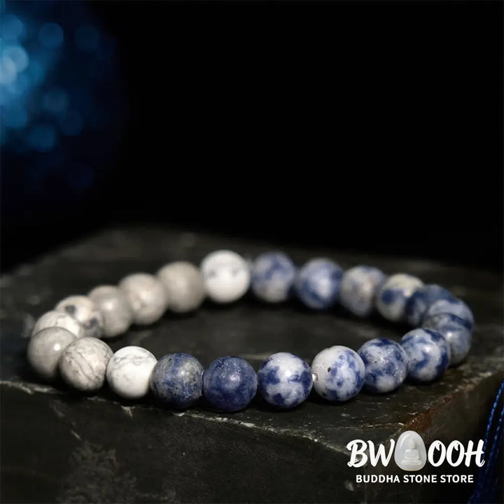 Buddha Stones Sodalite Picasso Jasper White Turquoise Intuition Bracelet - BWOOOH - Bracelet
