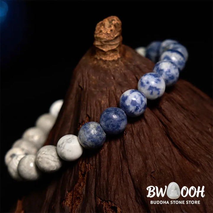 Buddha Stones Sodalite Picasso Jasper White Turquoise Intuition Bracelet - BWOOOH - Bracelet