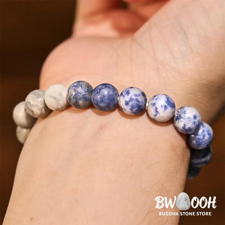 Buddha Stones Sodalite Picasso Jasper White Turquoise Intuition Bracelet - BWOOOH - Bracelet