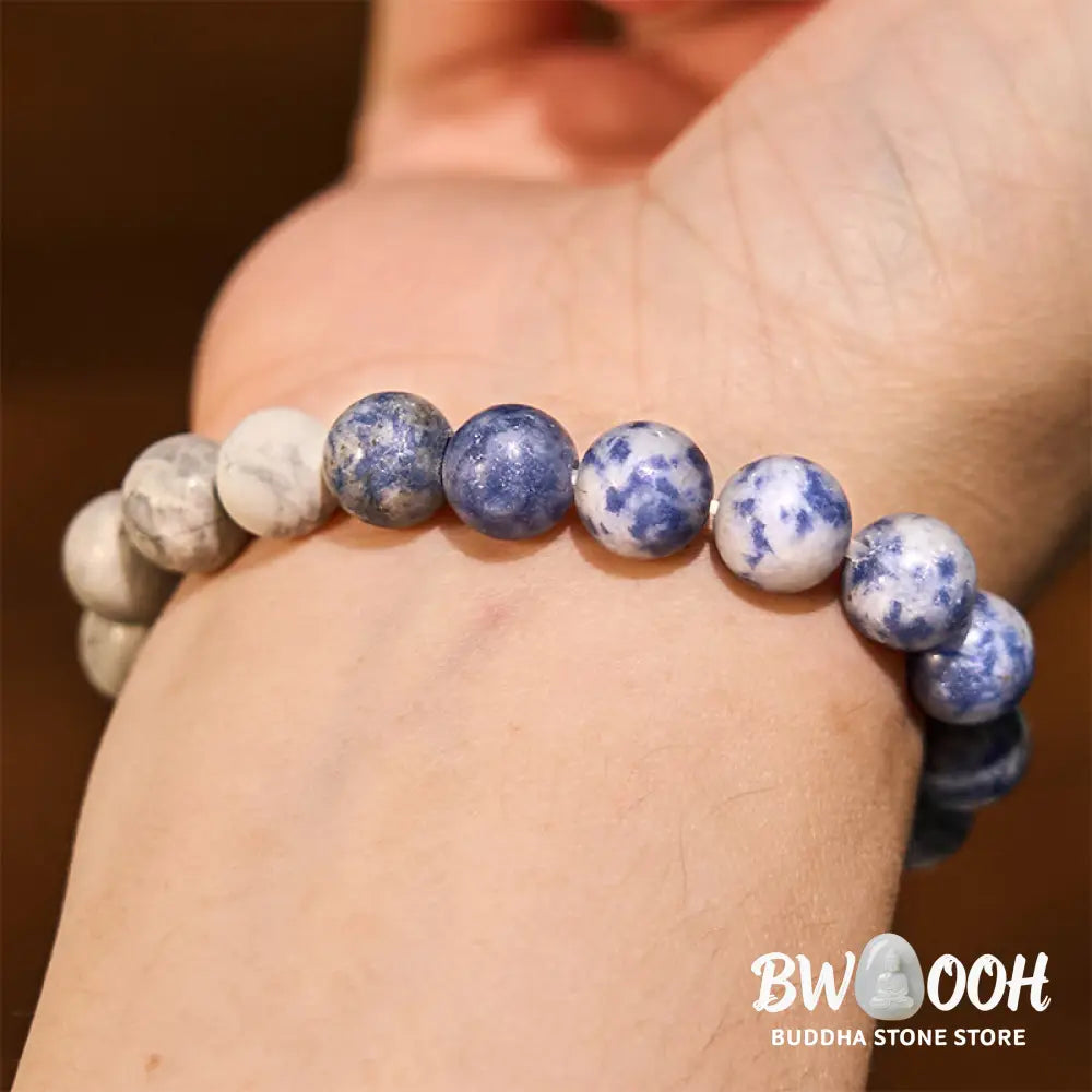 Buddha Stones Sodalite Picasso Jasper White Turquoise Intuition Bracelet - BWOOOH - Bracelet