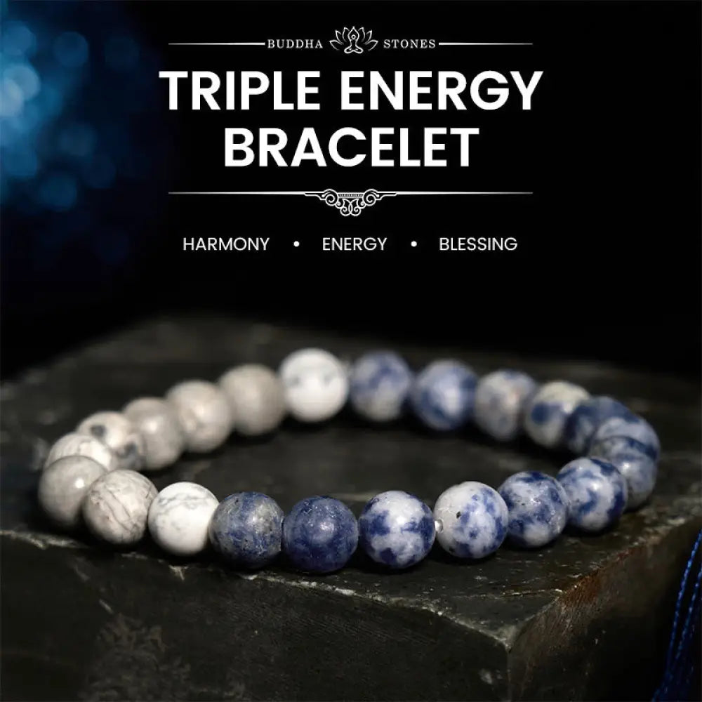 BWOOOH Sodalite Picasso Jasper White Turquoise Intuition Bracelet - BWOOOH - Sodalite Picasso Jasper White