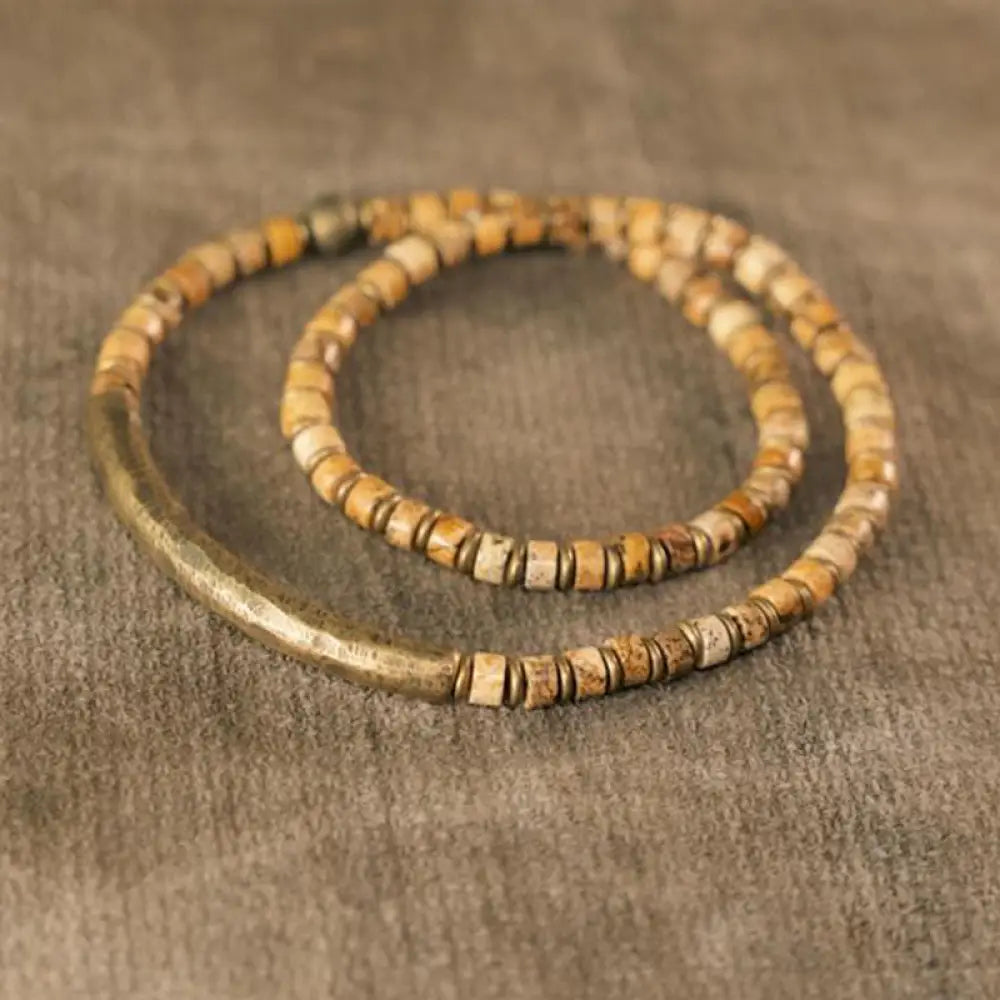 BWOOOH Sodalite Picture Jasper Green Point Stone Harmony Wisdom Bracelet - BWOOOH - Picture Jasper / 15cm fit
