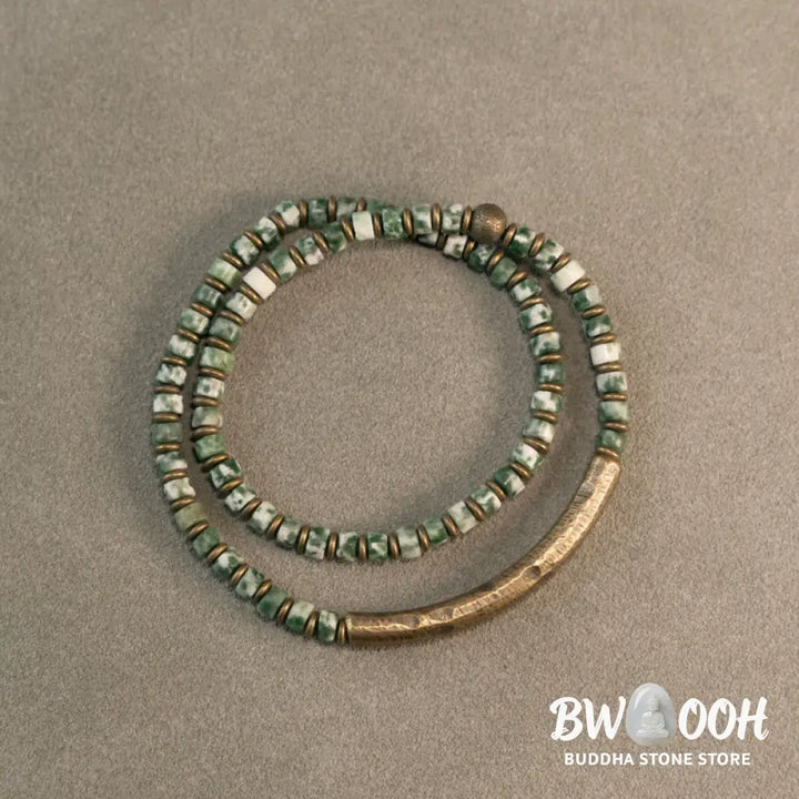 Buddha Stones Sodalite Picture Jasper Green Point Stone Harmony Wisdom Bracelet - BWOOOH - Bracelet