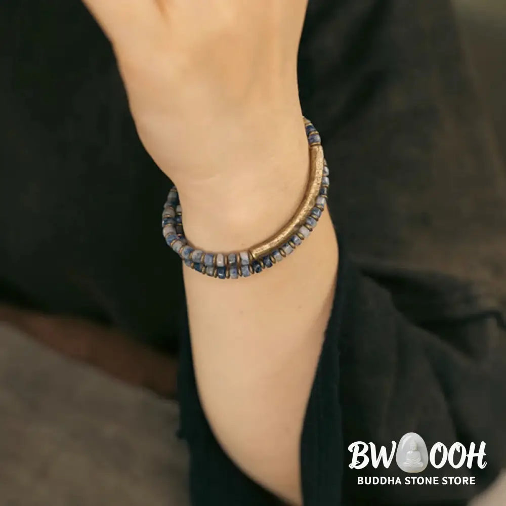 Buddha Stones Sodalite Picture Jasper Green Point Stone Harmony Wisdom Bracelet - BWOOOH - Bracelet