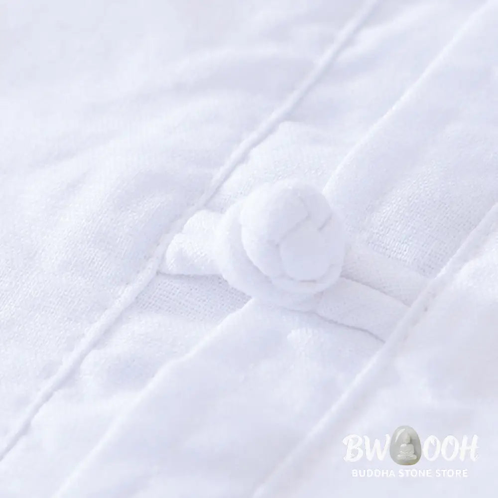 Buddha Stones Soft Plain Frog-button Crew Neck Cotton Linen Half Button Men’s Shirt - Men’s Shirts