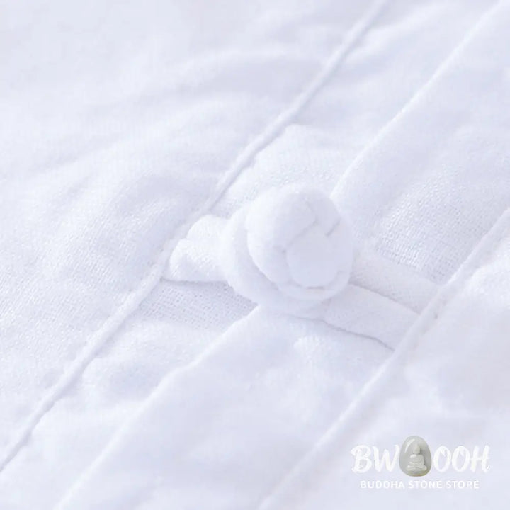 Buddha Stones Soft Plain Frog-button Crew Neck Cotton Linen Half Button Men’s Shirt - Men’s Shirts