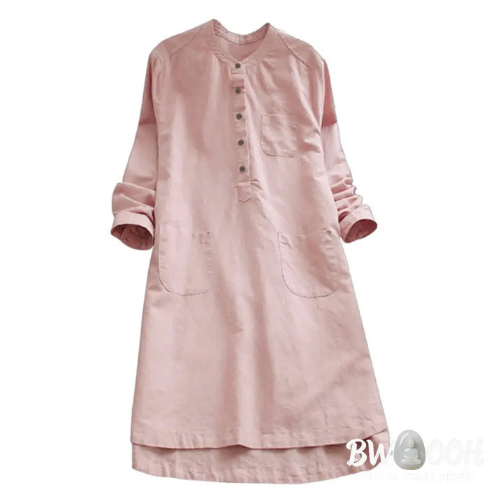 Buddha Stones Solid Buttons Long Sleeve Women&