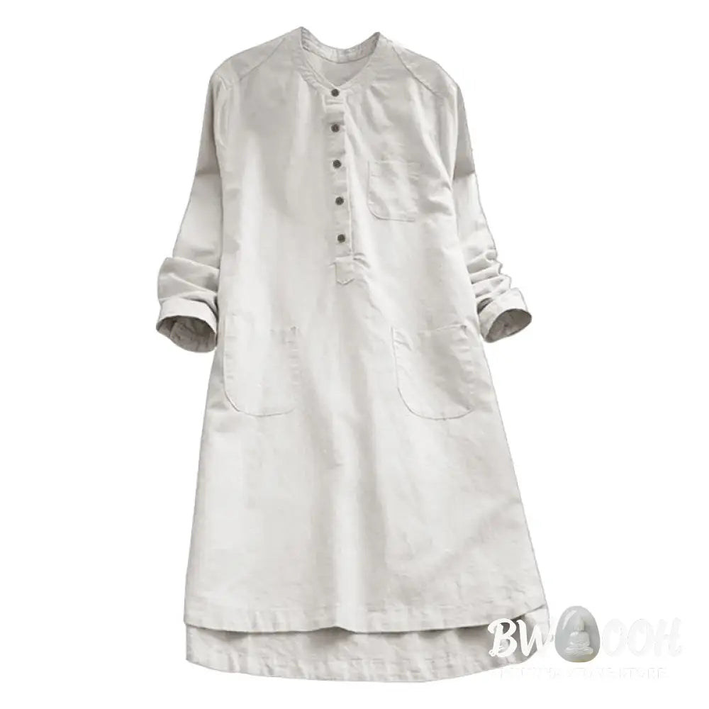 Buddha Stones Solid Buttons Long Sleeve Women&