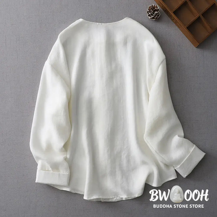 Buddha Stones Solid Color Button Long Sleeve Women’s Shirt - Women’s Shirts