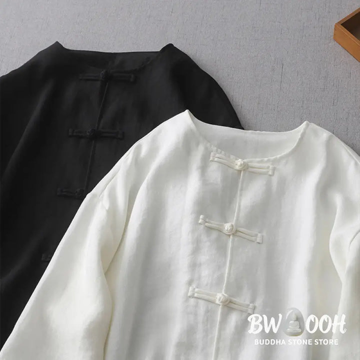Buddha Stones Solid Color Button Long Sleeve Women’s Shirt - Women’s Shirts