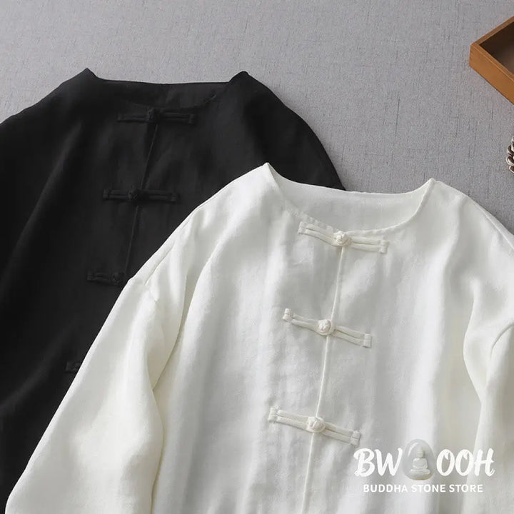 Buddha Stones Solid Color Button Long Sleeve Women’s Shirt - Women’s Shirts