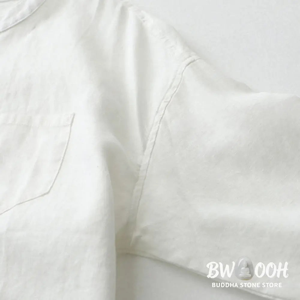 Buddha Stones Solid Color Button Three Quarter Sleeve Shirt - Women&