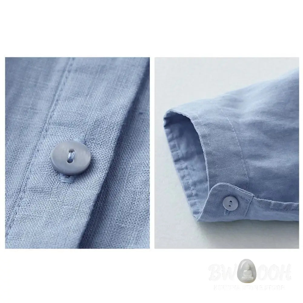 Buddha Stones Solid Color Button Three Quarter Sleeve Shirt - Women&