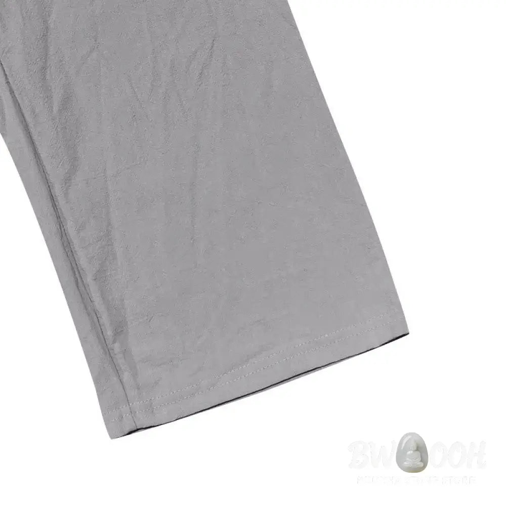 Buddha Stones Solid Color Buttons Drawstring Men’s Cotton Pants With Pockets - Men’s Pants