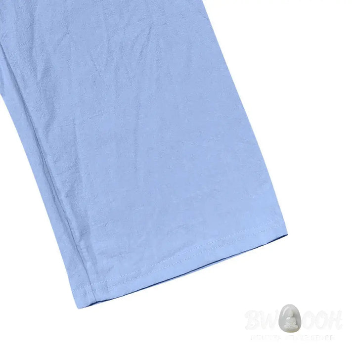 Buddha Stones Solid Color Buttons Drawstring Men’s Cotton Pants With Pockets - Men’s Pants