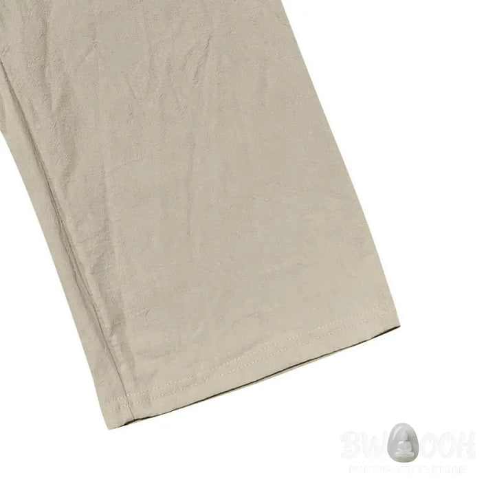 Buddha Stones Solid Color Buttons Drawstring Men’s Cotton Pants With Pockets - Men’s Pants