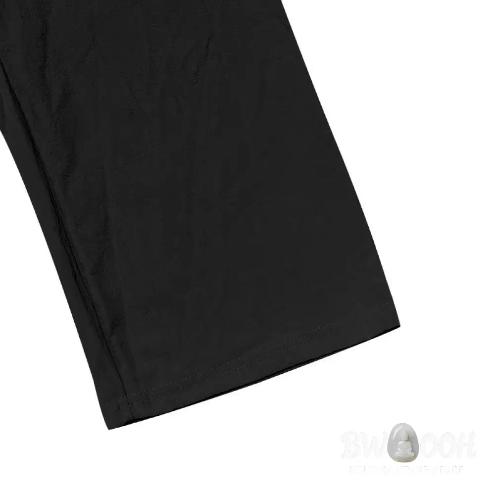 Buddha Stones Solid Color Buttons Drawstring Men’s Cotton Pants With Pockets - Men’s Pants