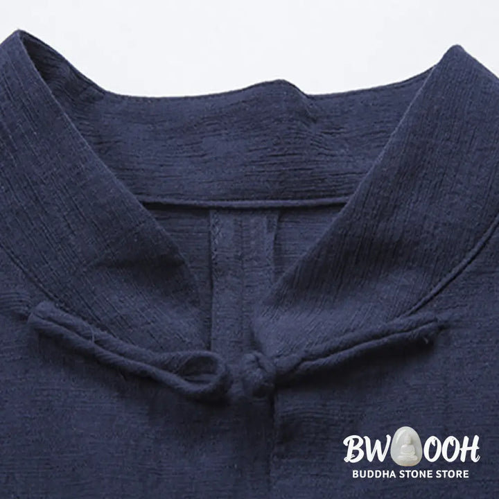 Buddha Stones Solid Color Casual Frog-button Men’s Shirt Clothing - Men’s Shirts