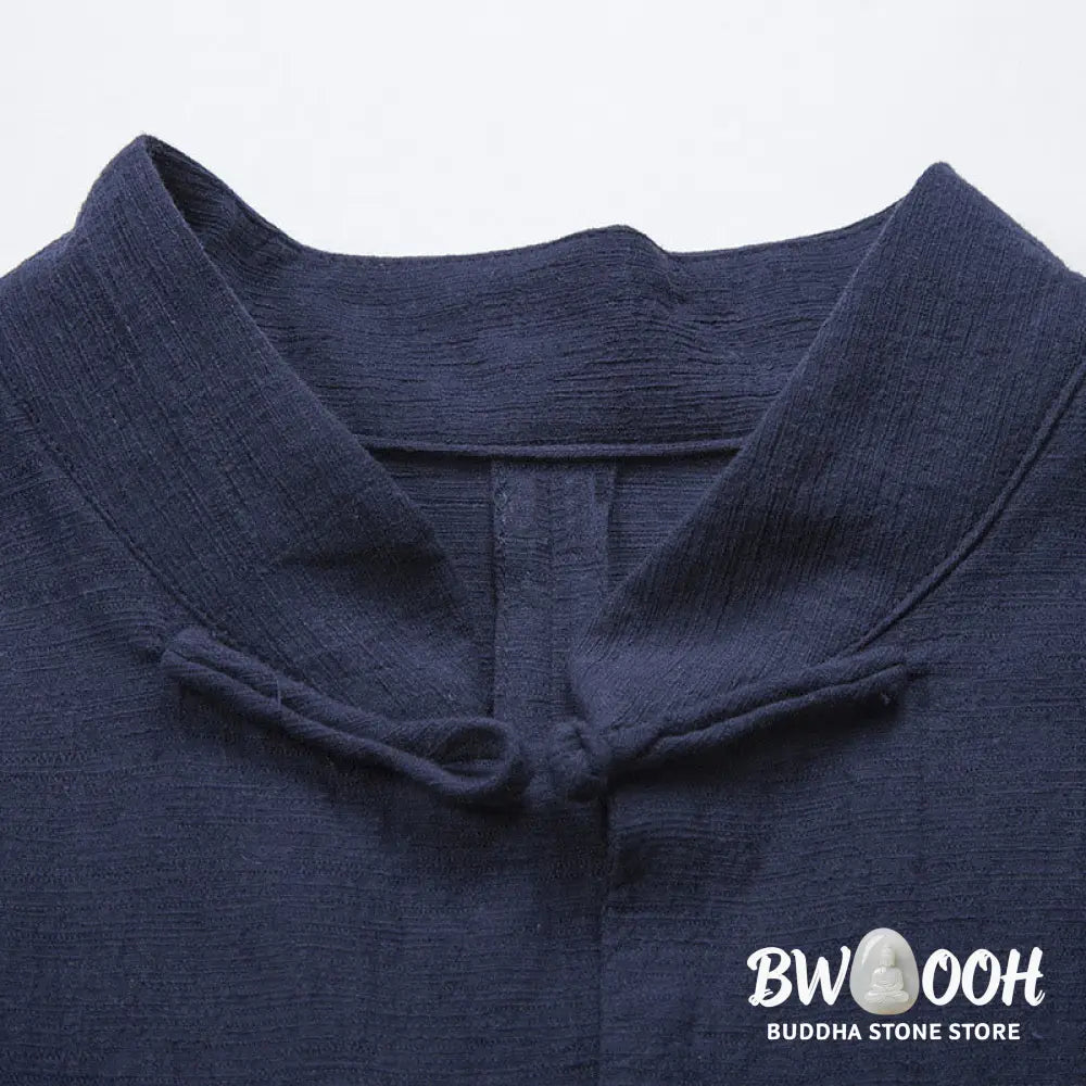 Buddha Stones Solid Color Casual Frog-button Men’s Shirt Clothing - Men’s Shirts