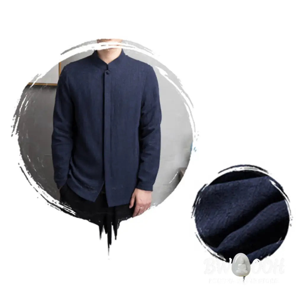Buddha Stones Solid Color Chinese Tang Suit Jacket Men Clothing - Men’s Shirts