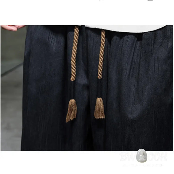 Buddha Stones Solid Color Corduroy Drawstring Thermal Men’s Harem Pants With Pockets - Men’s Harem Pants