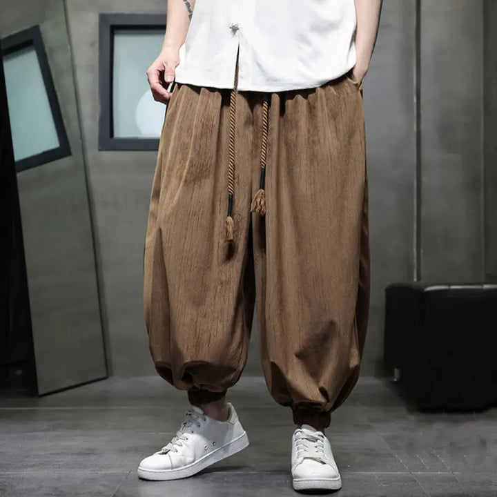 BWOOOH printed harem pants - Solid Color Corduroy Drawstring Thermal 