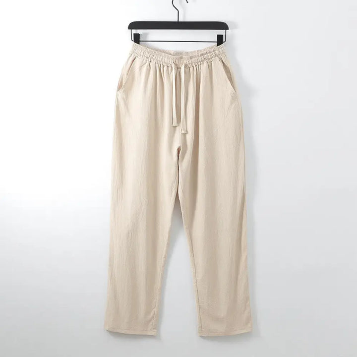 Buddha Stones Solid Color Cotton Linen Casual Loose Men’s Pants With Pockets - PeachPuff / US/UK/AU34，EU44 (M) - Men’s