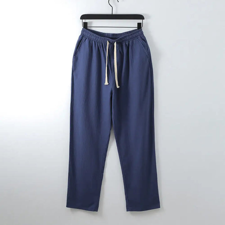 Buddha Stones Solid Color Cotton Linen Casual Loose Men’s Pants With Pockets - RoyalBlue / US/UK/AU34，EU44 (M) - Men’s