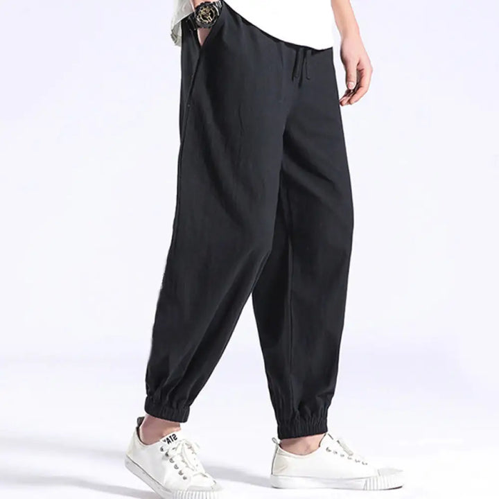 BWOOOH printed harem pants - Solid Color Cotton Linen Casual Men&