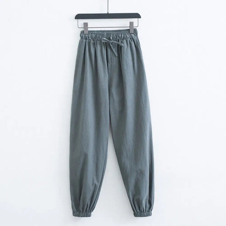 Buddha Stones Solid Color Cotton Linen Casual Men’s Harem Pants With Pockets - DarkSeaGreen / US/UK/AU34，EU44 (M)