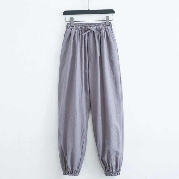 Buddha Stones Solid Color Cotton Linen Casual Men’s Harem Pants With Pockets - LightGrey / US/UK/AU34，EU44 (M) - Men’s