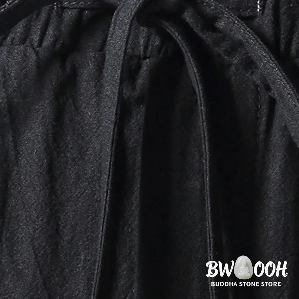 Buddha Stones Solid Color Cotton Linen Casual Men’s Harem Pants With Pockets - Men’s Tapered Pants
