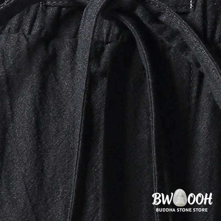 Buddha Stones Solid Color Cotton Linen Casual Men’s Harem Pants With Pockets - Men’s Tapered Pants