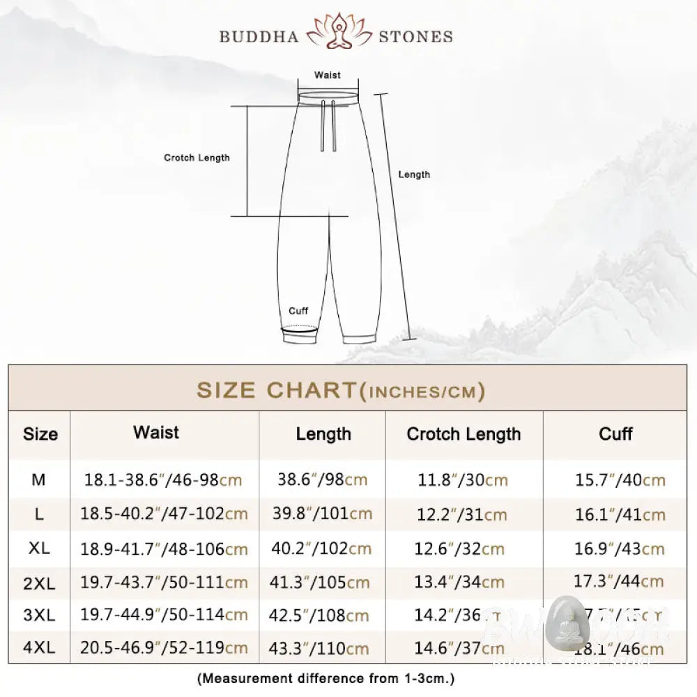 Buddha Stones Solid Color Cotton Linen Casual Men’s Harem Pants With Pockets - Men’s Tapered Pants