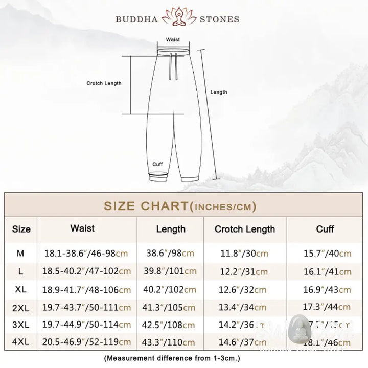 Buddha Stones Solid Color Cotton Linen Casual Men’s Harem Pants With Pockets - Men’s Tapered Pants