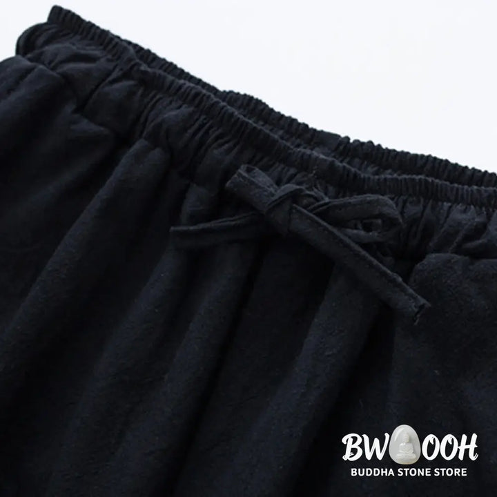 Buddha Stones Solid Color Cotton Linen Casual Men’s Harem Pants With Pockets - Men’s Tapered Pants
