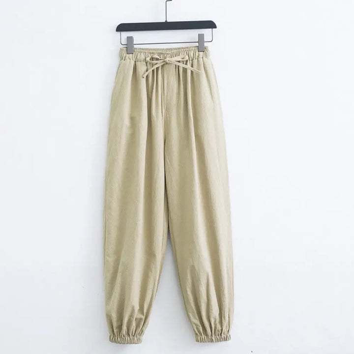 Buddha Stones Solid Color Cotton Linen Casual Men’s Harem Pants With Pockets - Wheat / US/UK/AU34，EU44 (M) - Men’s