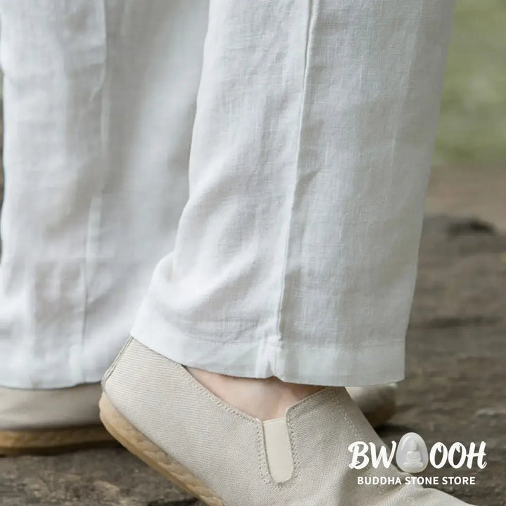 Buddha Stones Solid Color Cotton Linen Men&
