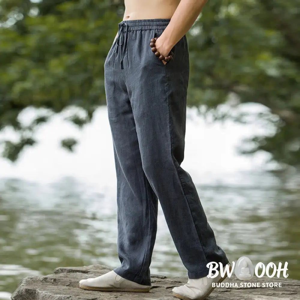 Buddha Stones Solid Color Cotton Linen Men&