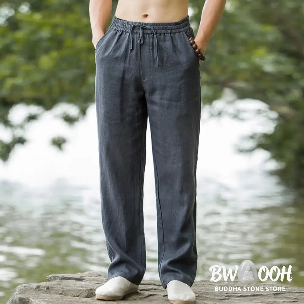 Buddha Stones Solid Color Cotton Linen Men&