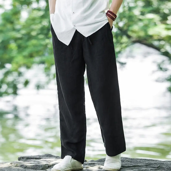 Buddha Stones Solid Color Cotton Linen Men&