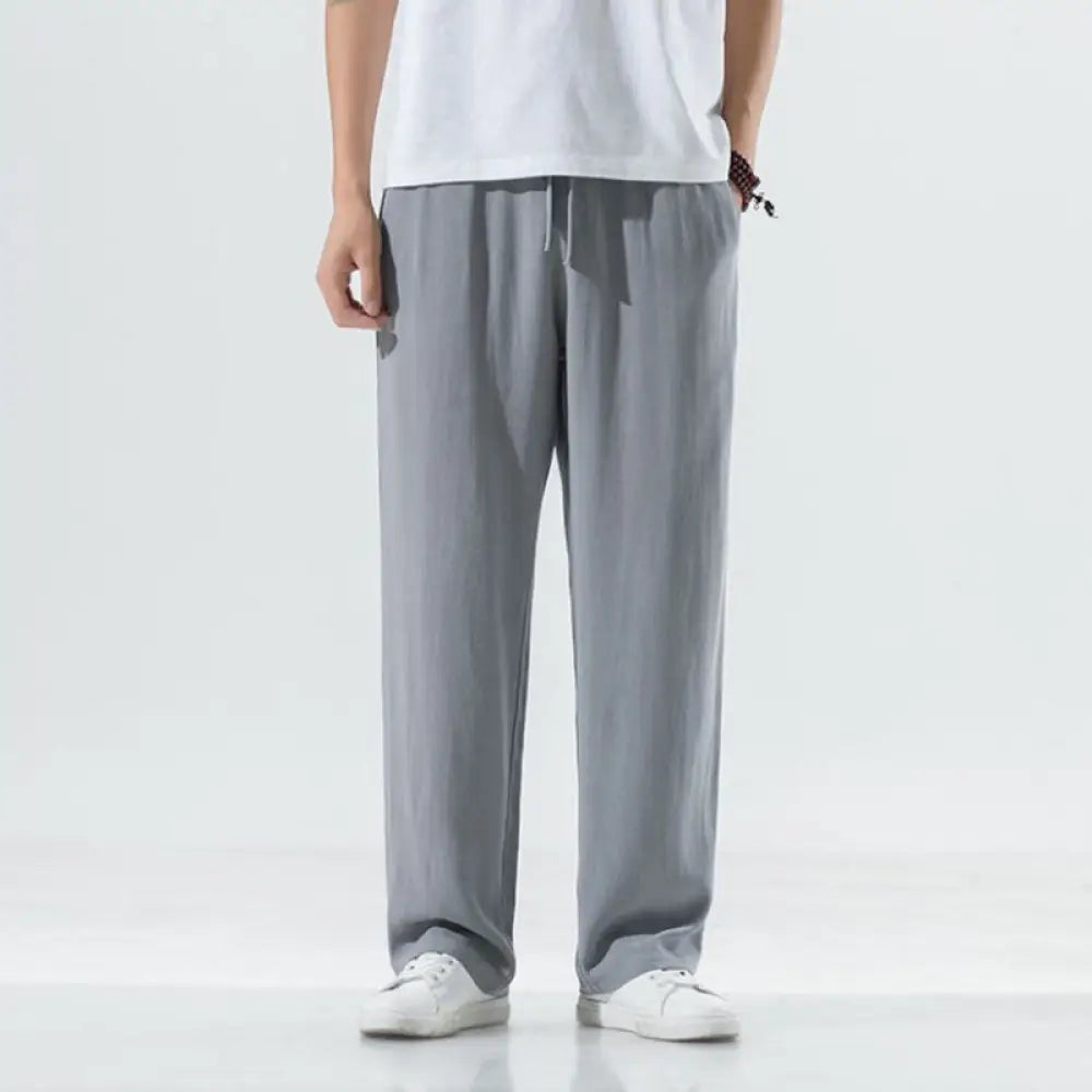 Buddha Stones Solid Color Cotton Linen Men&