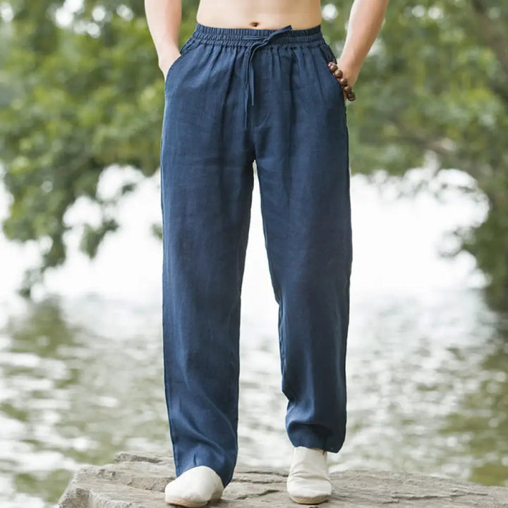 Buddha Stones Solid Color Cotton Linen Men&